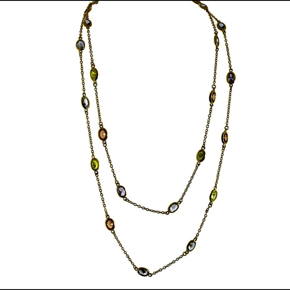 Long Crystal Soft Pastel Chain Necklace-Boutique - Picture 2 of 3